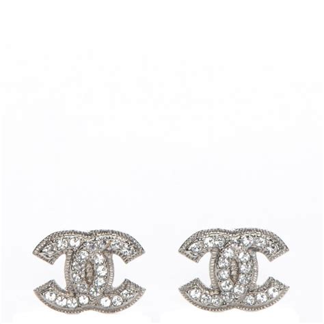 chanel earring 215193|CHANEL Resin Crystal CC Earrings Black Silver .